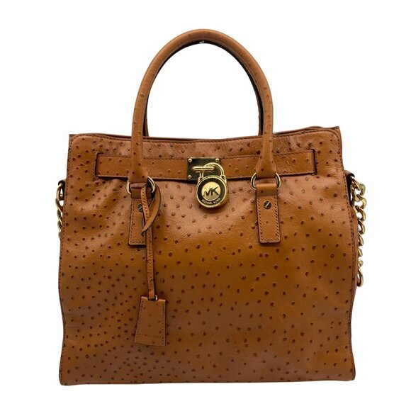 Michael Kors Tan Ostrich Leather Hamilton Tote - Picture 1 of 10